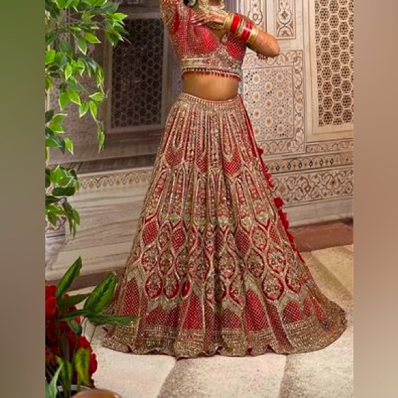 Gorgeous Red Indian Wedding Lehenga - Picture 1 of 3